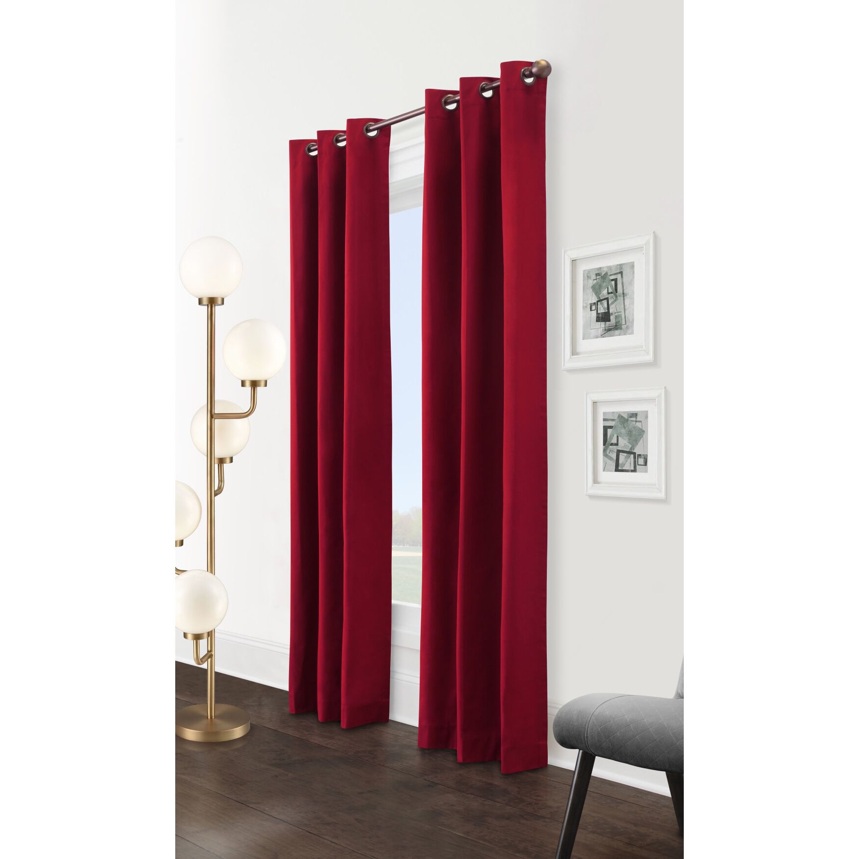Weathermate Room Darkening Grommet Curtain Panel Pair, BURGUNDY, hi-res image number 0