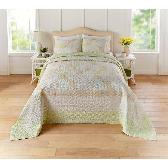 Marsha Cross Patchwork Bedspread, LEMON, hi-res image number null