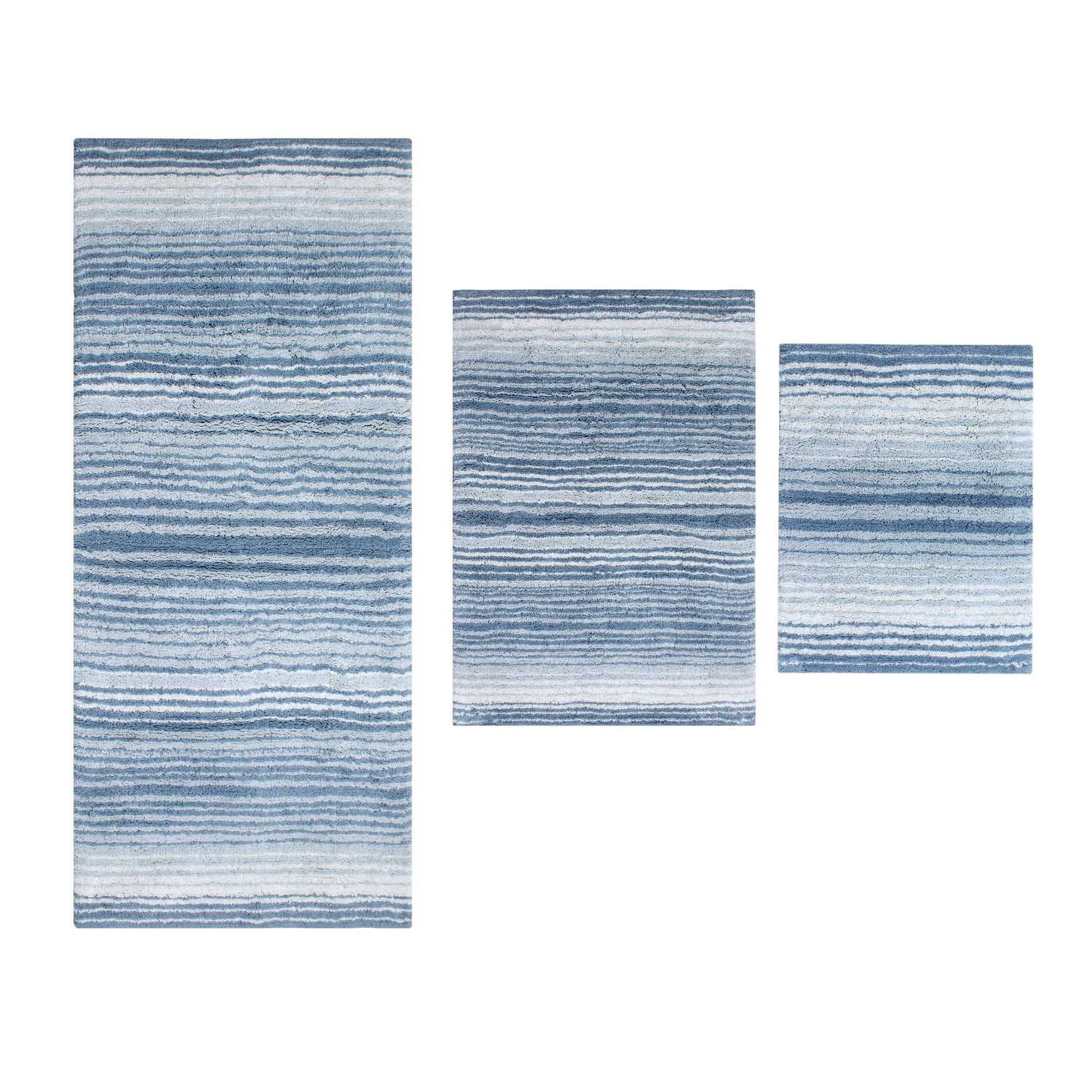 Gradiation 3 Piece Set Bath Rug Collection, BLUE, hi-res image number 0