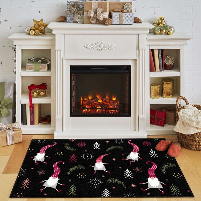 Dancing Elves Black Kitchen Rug, , alternate image number null