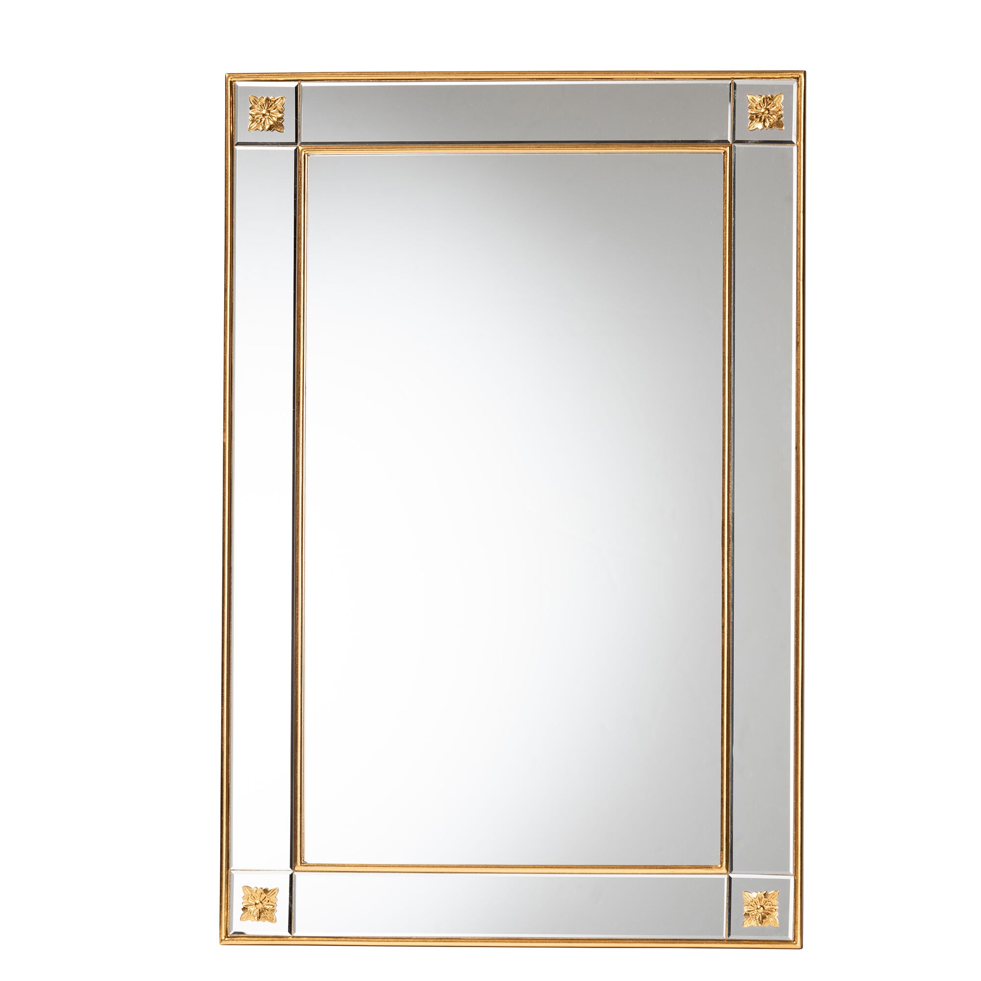 Iara Modern Glam and Luxe Antique Goldleaf Finished Wood Accent Wall Mirror, GOLD, alternate image number 2