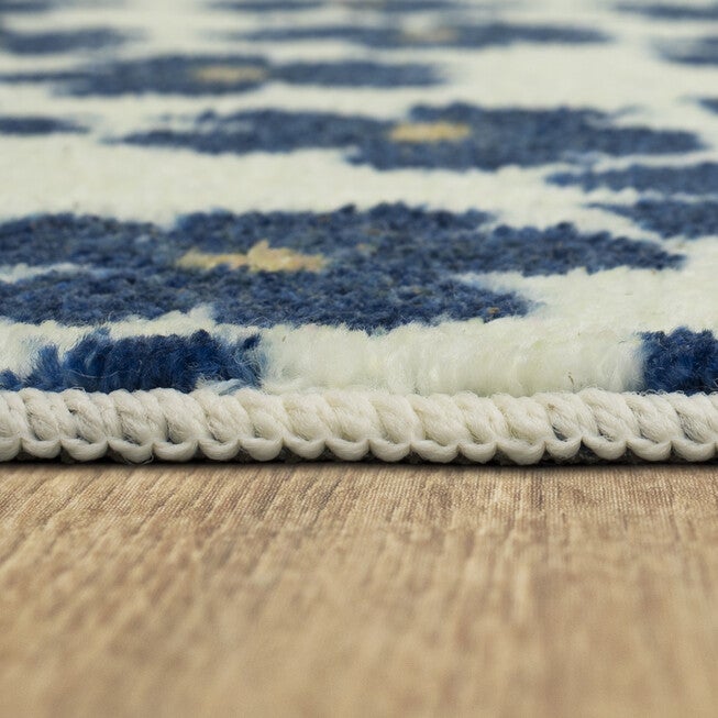 Simple Floral Navy Kitchen Rug, , alternate image number null