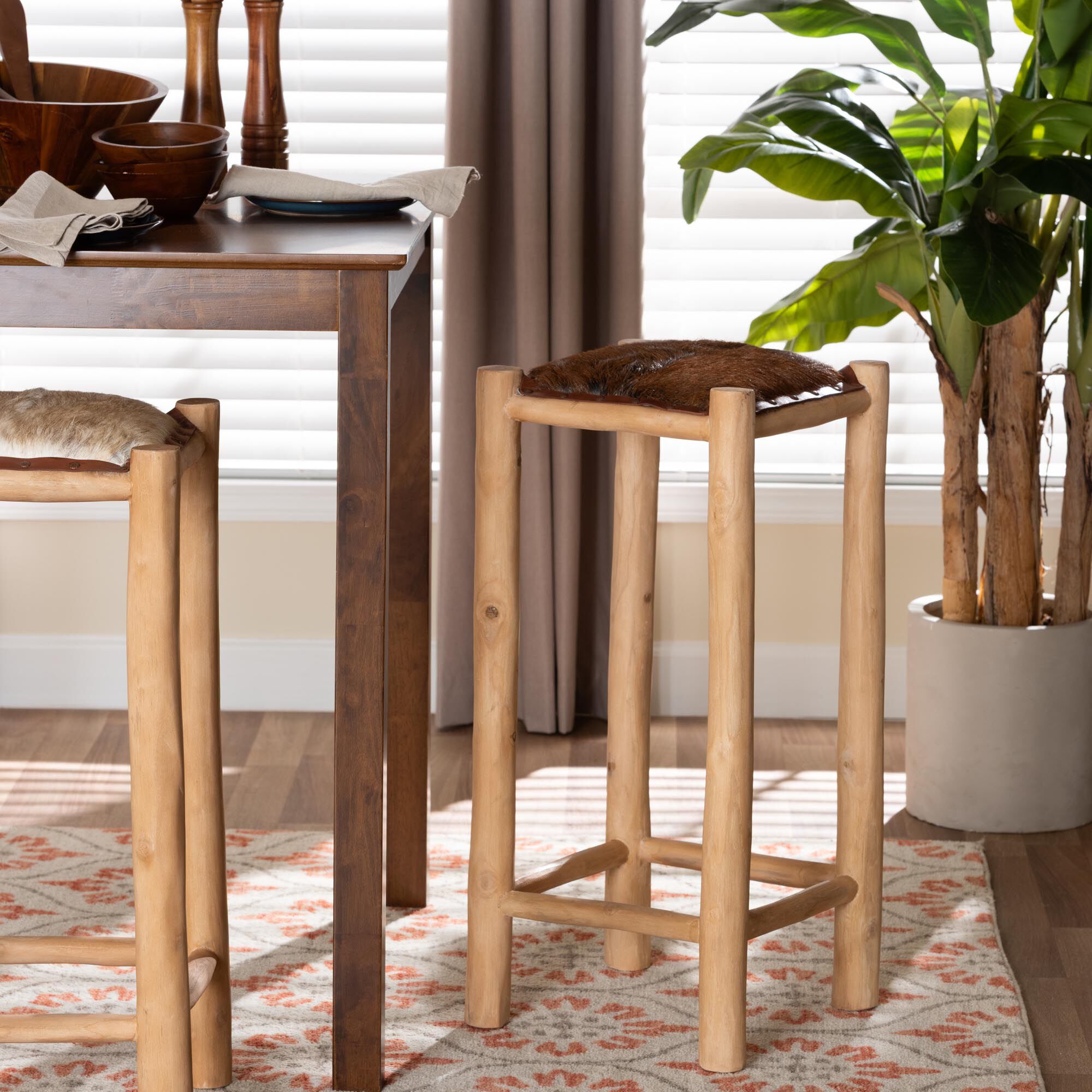 Rivera Genuine Goat Leather Bar Stool