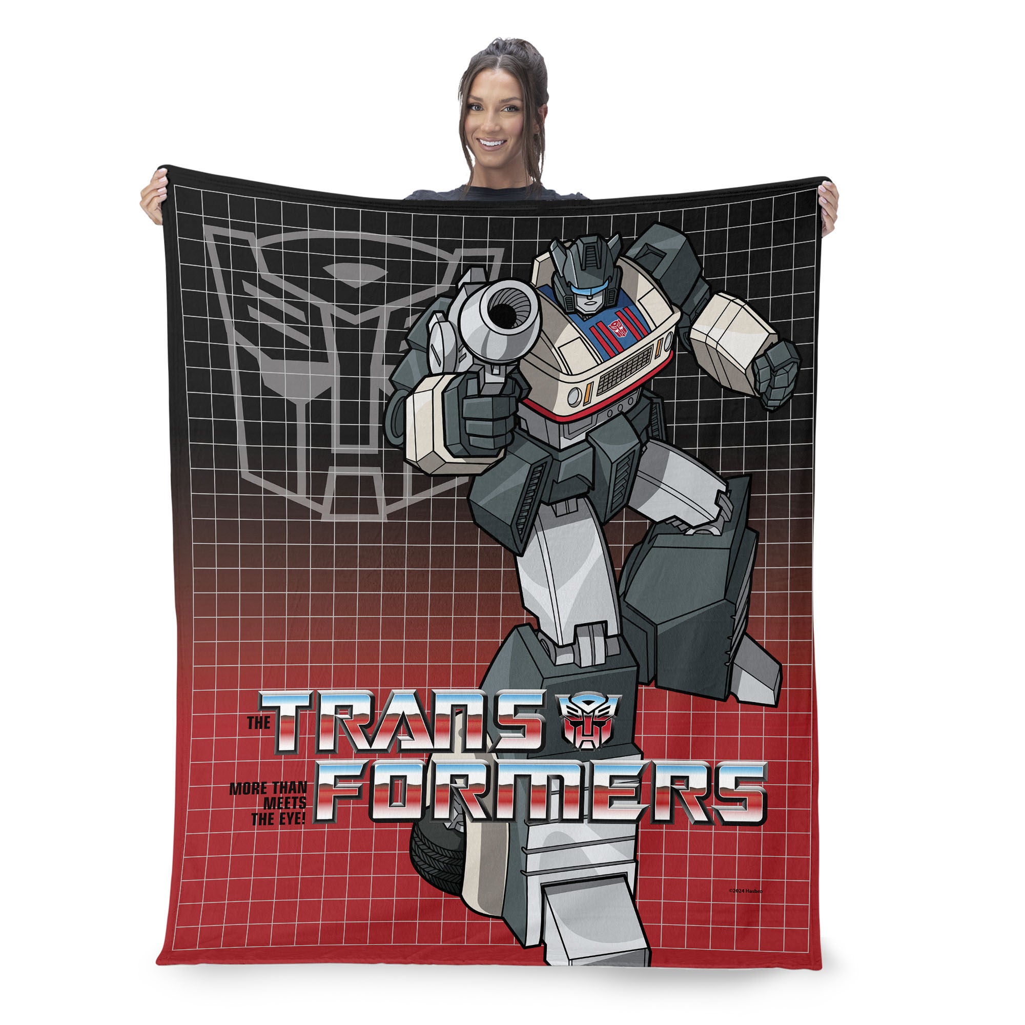 Hasbro Transformers G1 Grid Jazz Silk Touch Throw Blanket 40X50 Inches, RED, on-hover image number 1