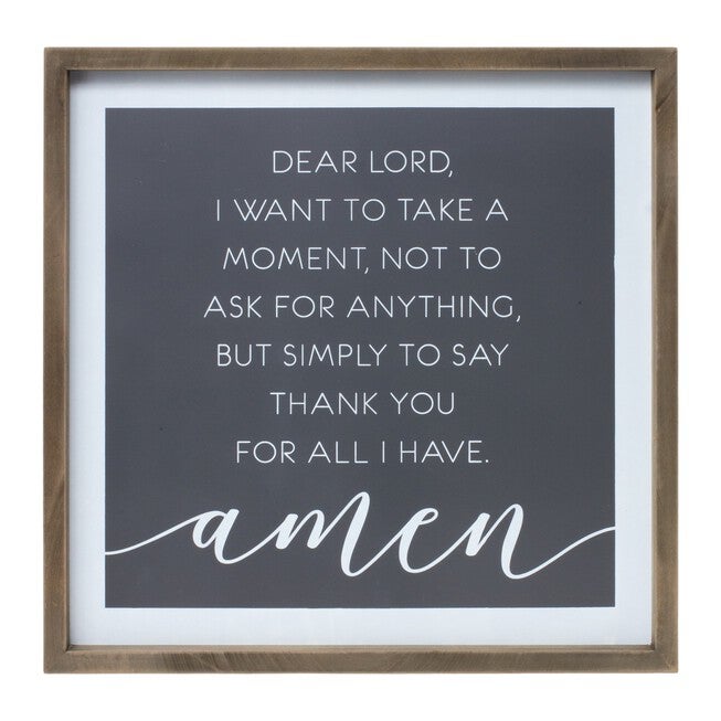 Wooden Thank You Prayer Plaque 19.75 inchesSQ, WHITE/BROWN, hi-res image number null
