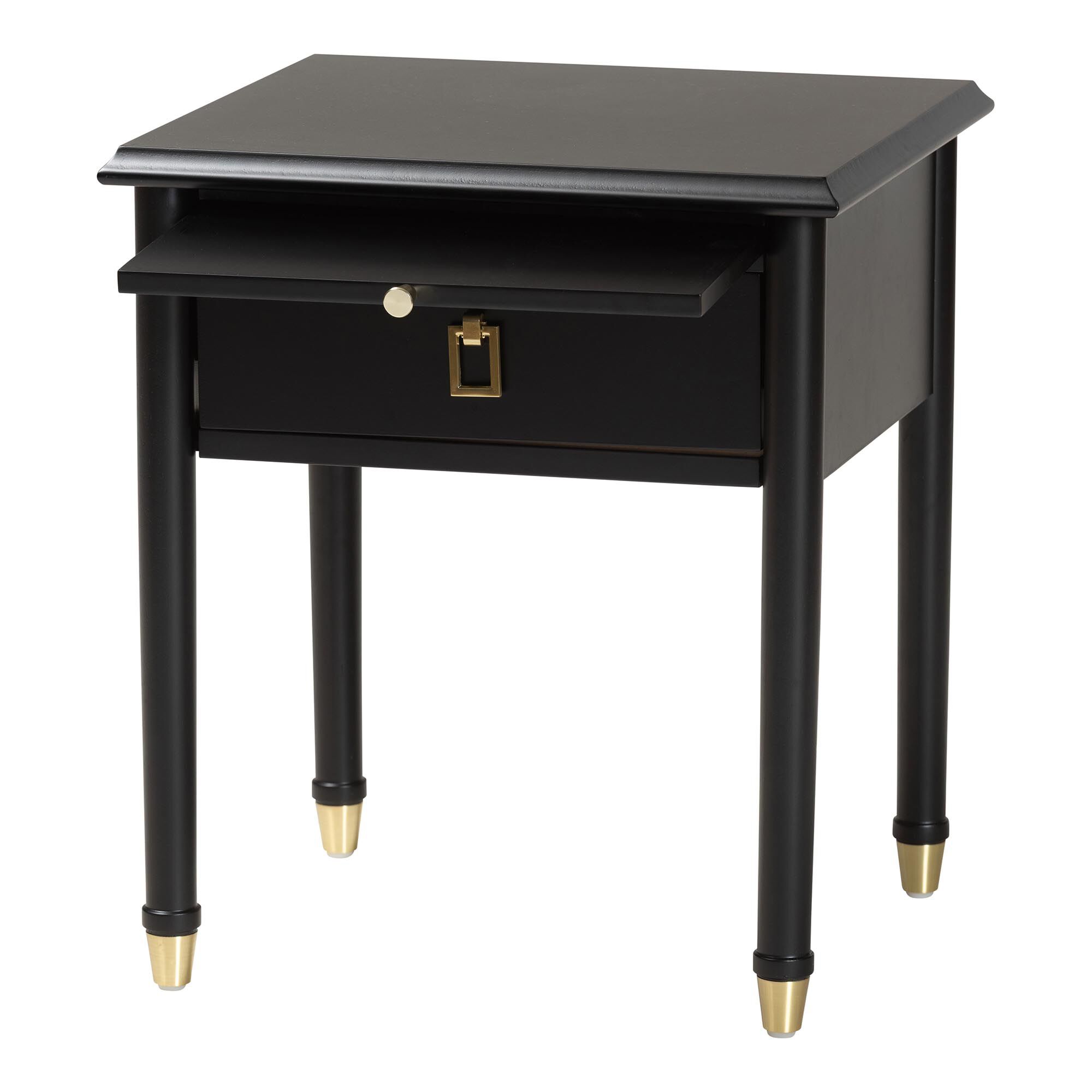 Tamra Black Wood Nightstand with Pullout Shelf, BLACK, alternate image number 3