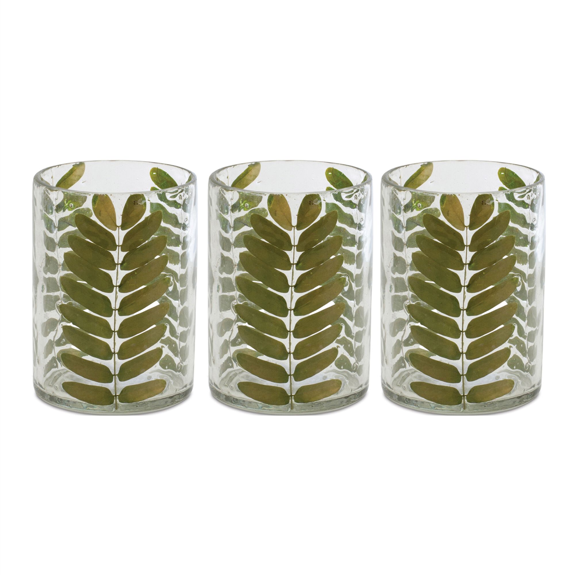 Votive Holder (Set of 3) 3 inchesD x 4 inchesH Glass, GREEN, alternate image number 1