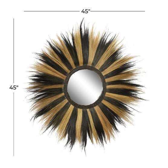 Black Boho Style Sea Grass Wall Mirror, , alternate image number null