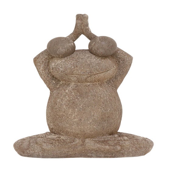 Brown Polystone Eclectic Frog Garden Sculpture, BROWN, hi-res image number null