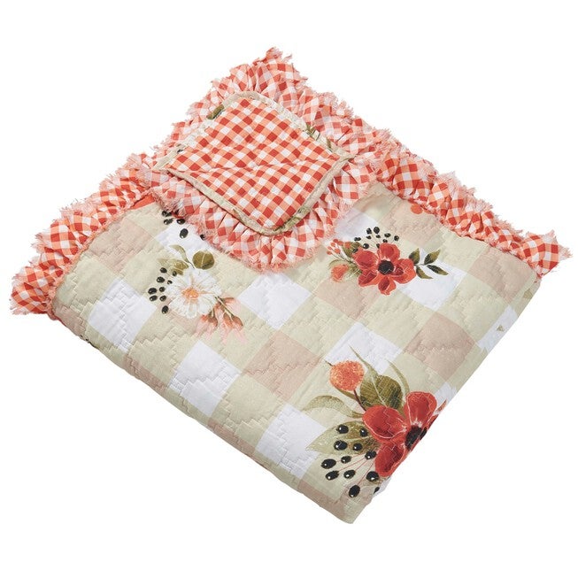 Wheatly Ruffled Gingham Quilted Throw Blanket, , alternate image number 3