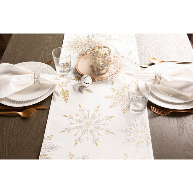 Snowflake Sparkle Printed Table Runner, , alternate image number null