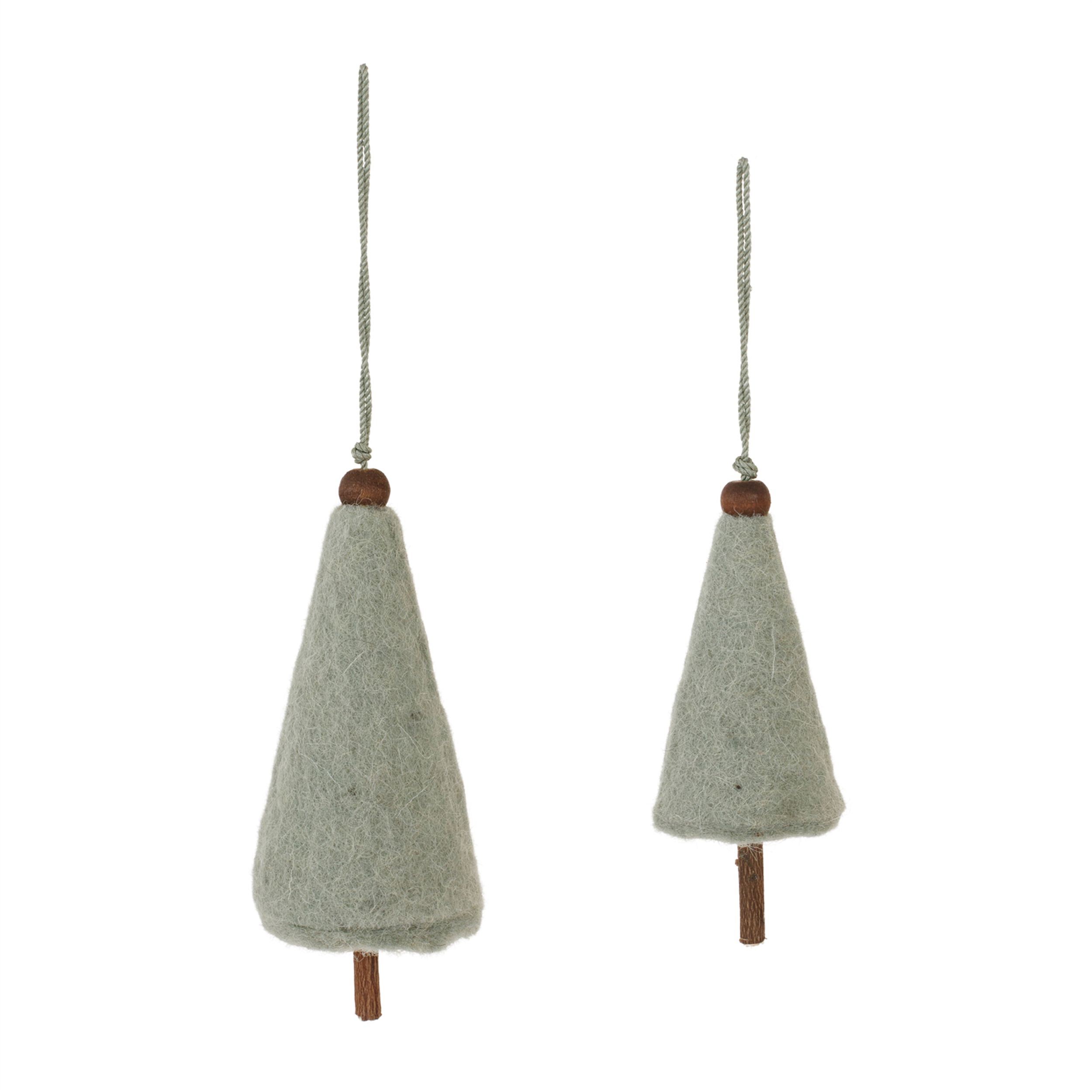 Felt Wool Pine Tree Ornament (Set of 8), GREEN, alternate image number 1