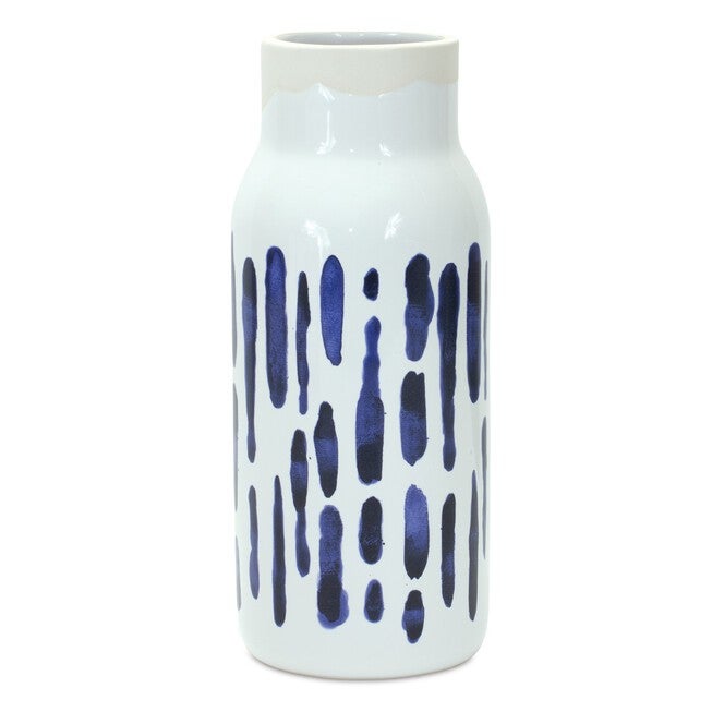 Vase (Set of 2) 4.25 inchesD x 8 inchesH, 4.25 inchesD x 10 inchesH Ceramic, BLUE/WHITE, alternate image number null