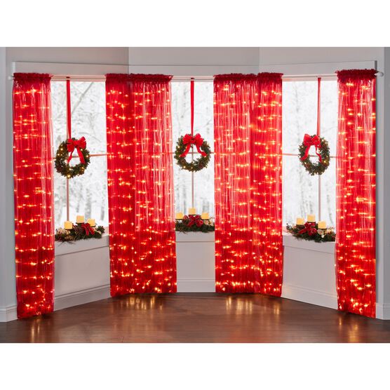 84" Pre-Lit Rod-Pocket Curtain Panel, 84" Pre-Lit Rod-Pocket Curtain Panel,