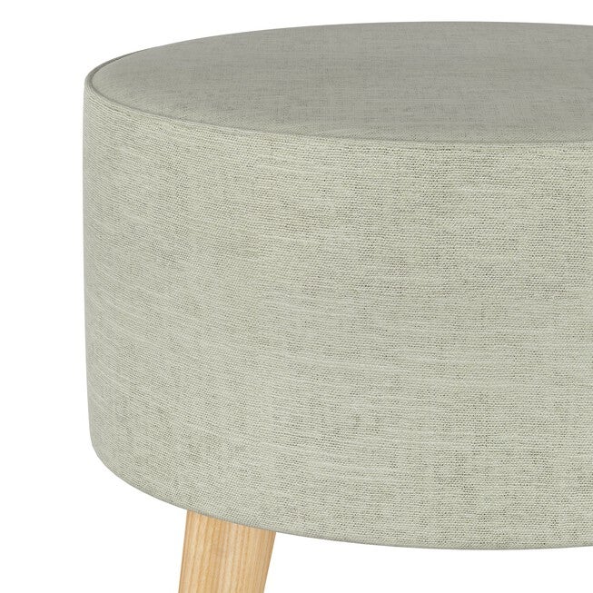 Linen Round Ottoman with Splayed Legs, , alternate image number 2