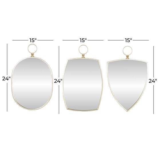 Set Of 3 Gold Wood Traditional Wall Mirror, , alternate image number null
