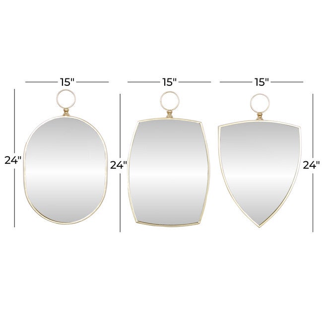 Set Of 3 Gold Wood Traditional Wall Mirror, , alternate image number 6