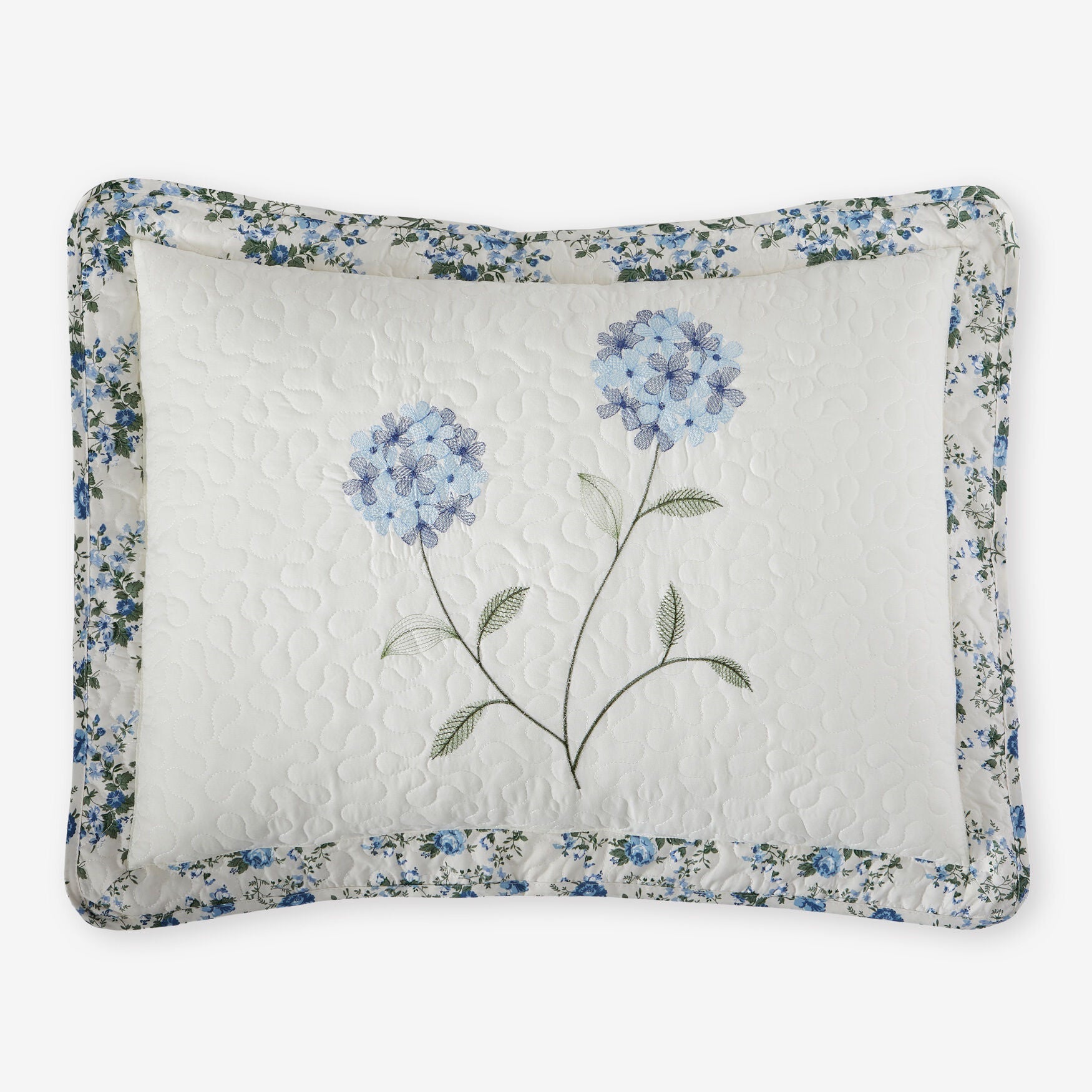 Traditional Margaret Embroidered Shams, Blue | Brylane Home