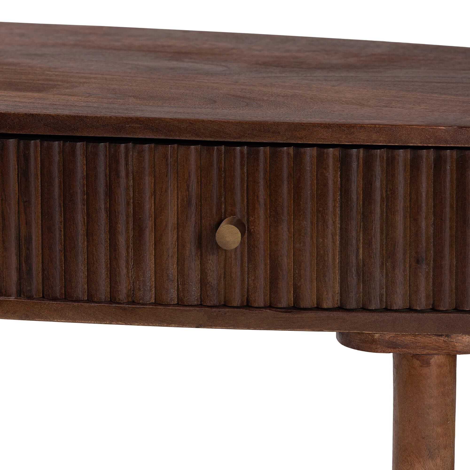 Linore Fluted Wood Console Table, WALNUT, alternate image number 6