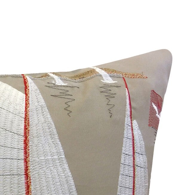 Edie @ Home Indoor/Outdoor Embroidered Lobster Sailing Decorative Throw Pillow 17X17, Khaki, , alternate image number 2