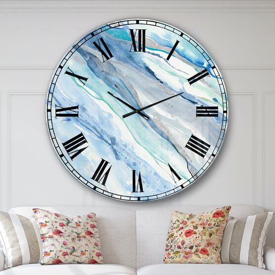 Blue Silver Spring Ii Modern Wall Clock, BLUE, hi-res image number null