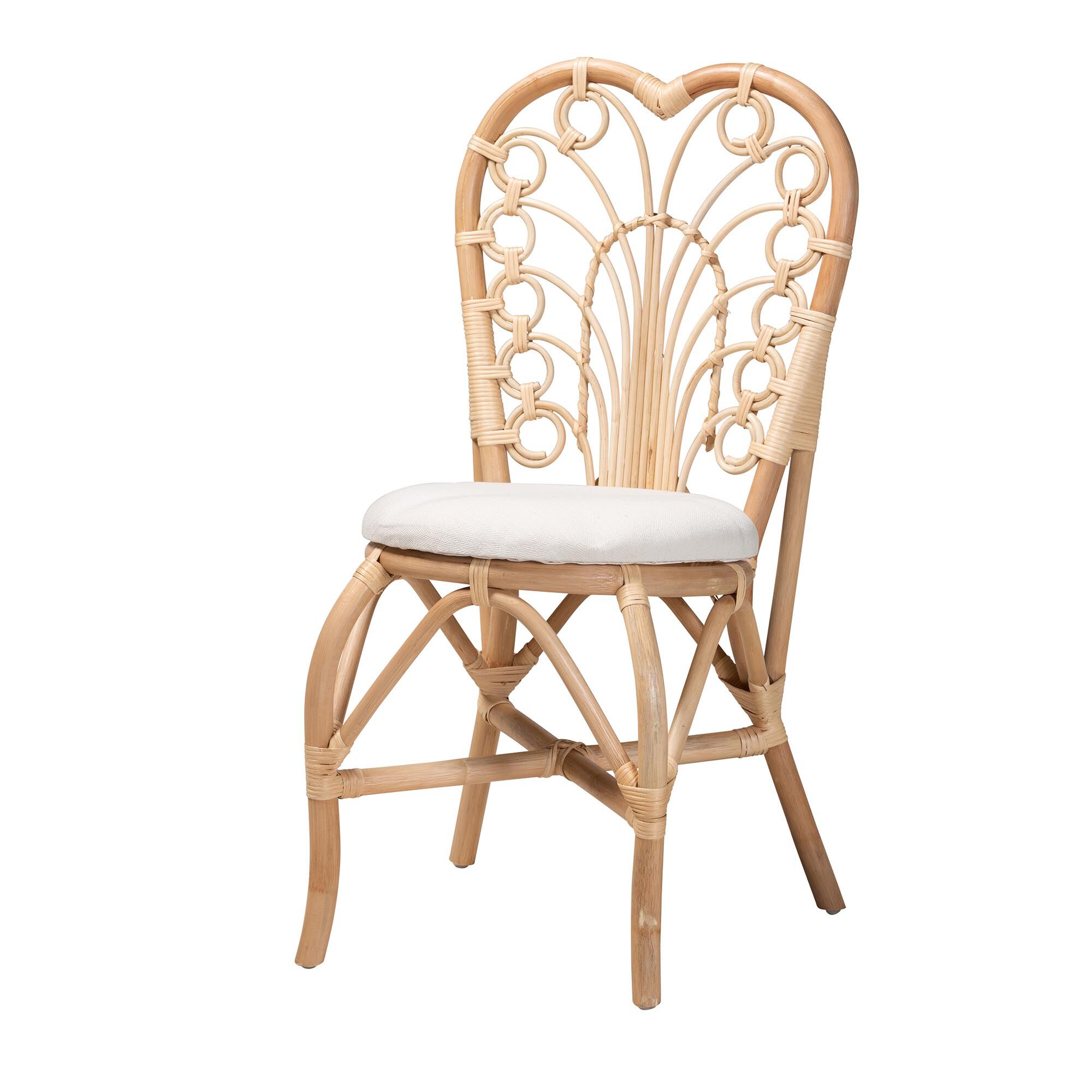Jerica Modern Bohemian Natural Brown Rattan Dining Chair, WHITE, alternate image number 2