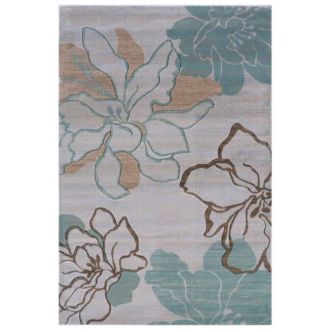 Milan Ivory/Aqua 5'X8' Area Rug, IVORY AQUA, hi-res image number 0