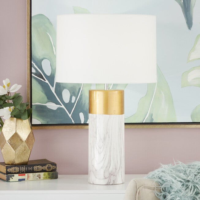Cosmoliving By Cosmopolitan White Stone Table Lamp, , alternate image number 6