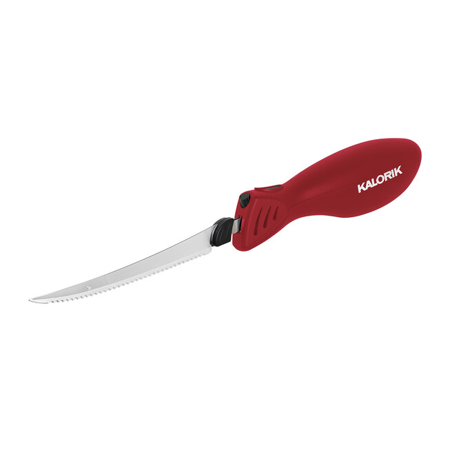 Kalorik Cordless Electrical Knife with Fish Blade, Red