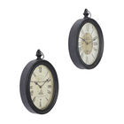 Set Of 2 Black Metal Vintage Wall Clock, , alternate image number null