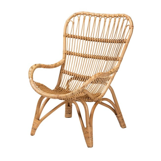 Earvin Modern Bohemian Natural Brown Rattan Armchair, NATURAL BROWN, hi-res image number null