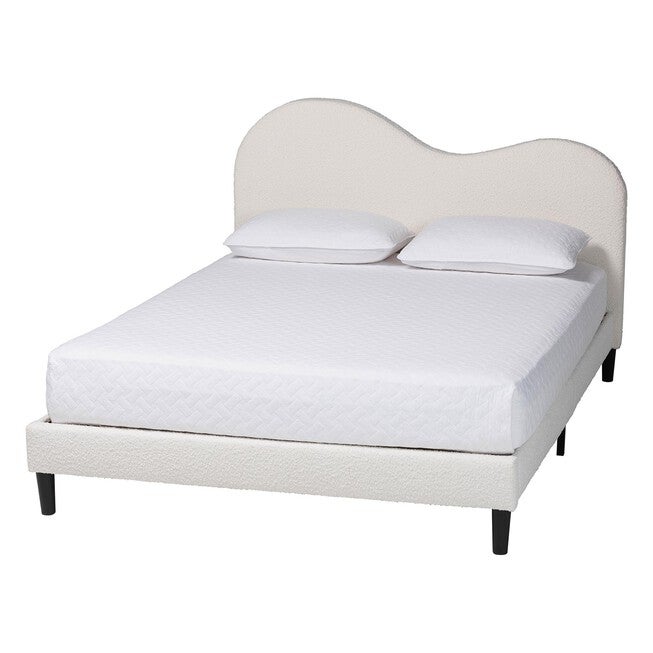 Dalton Boucle Upholstered Platform Bed, CREAM, alternate image number null