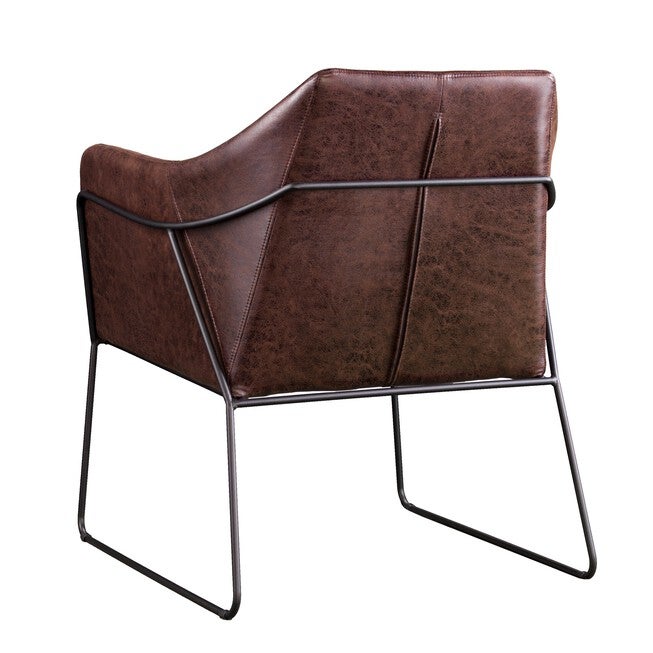 Kester Distressed Brown Faux Leather Accent Chair, , alternate image number null