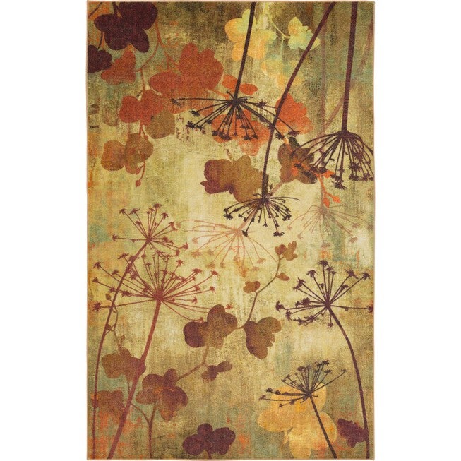 Burnout Rug Seasonal Autumn Branches Area Rug, Rust Burn | Brylane Home