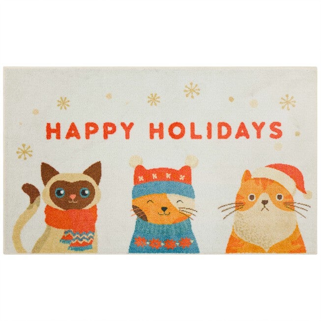 Holiday Cats Kitchen Rug, MULTI, hi-res image number null