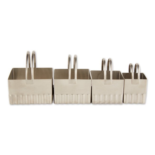 Rippled Stainless Steel Biscuit Cutters, Set 4, GRAY, hi-res image number null