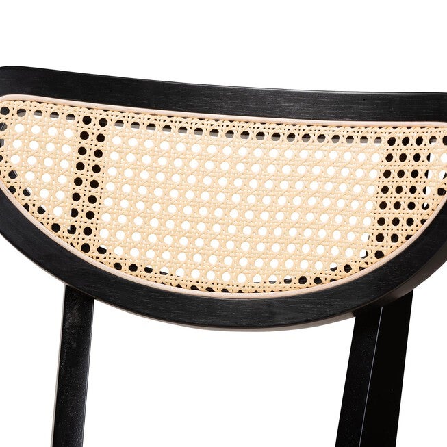 Dannell Mid-Century Modern Cream Fabric And Black Finished Wood Dining Chair, , alternate image number 17