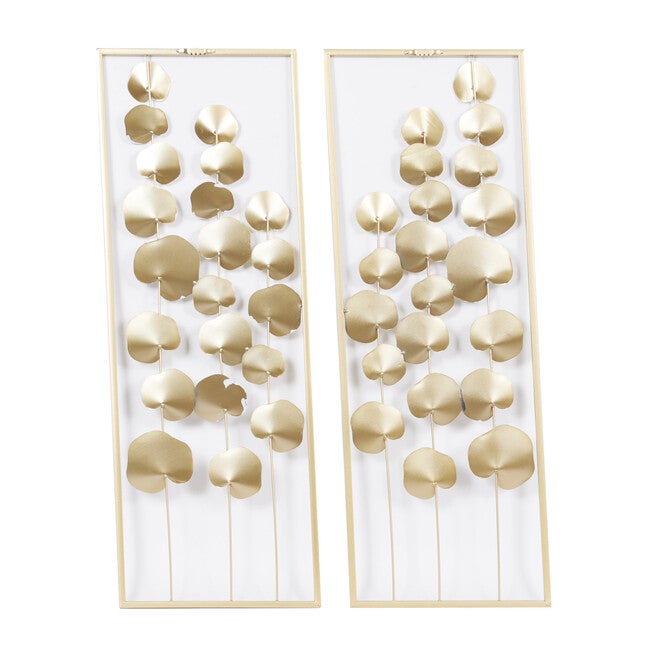 Set Of 2 Gold Metal Floral Wall Decor, , on-hover image number 1