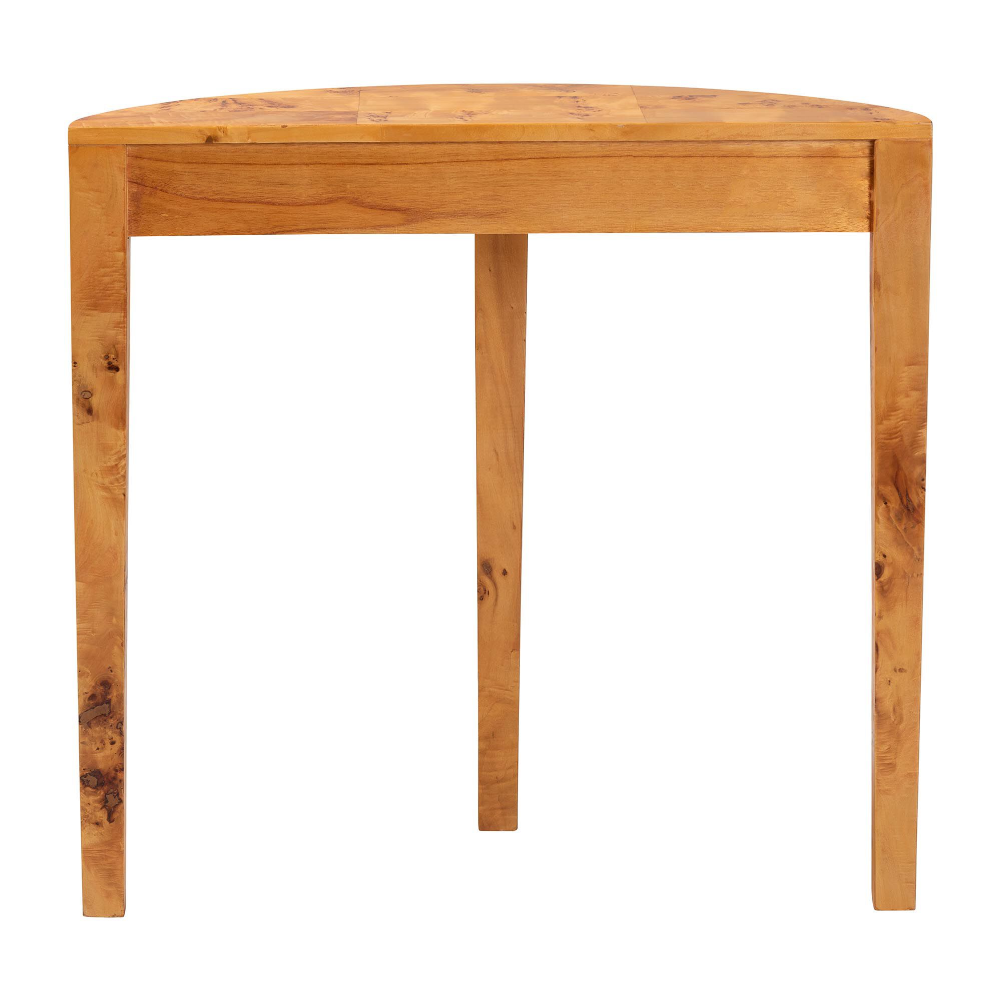 Jihan Modern and Contemporary Natural Real Burl Wood Half-Moon Console Table, LIGHT MAPPA BURL, alternate image number 4