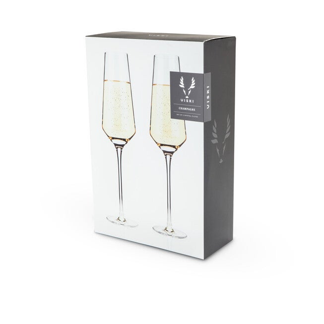 Angled Crystal Champagne Flutes, , alternate image number 6