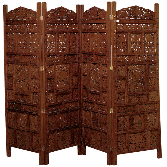 Red Mango Wood Traditional Room Divider Screen, 72 " x 80 " x 1 ", TAN, hi-res image number null