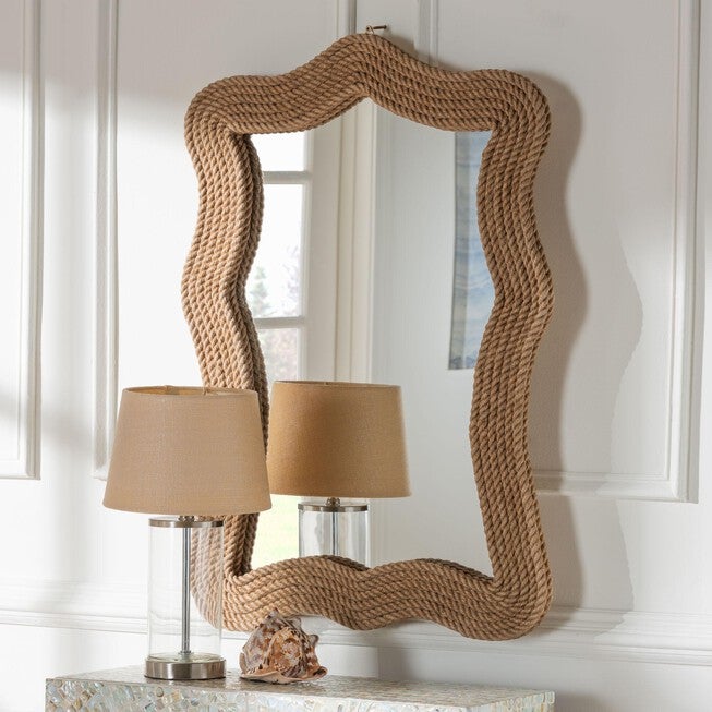 bali & pari Quiana Coastal Woven Rope Accent Wall Mirror, NATURAL BROWN, hi-res image number 0