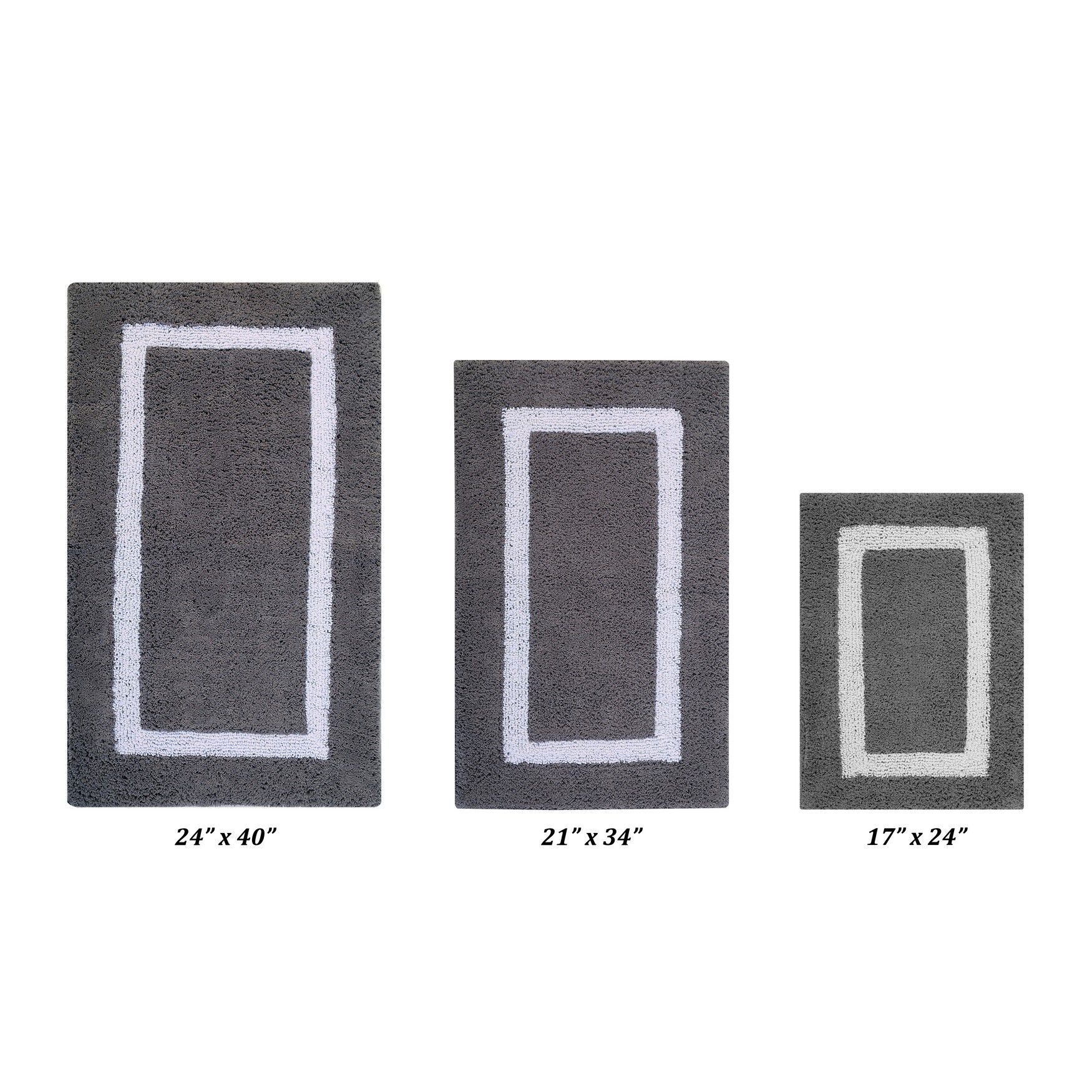 Hotel Collectionis Bath Mat Rug 3 Piece Set (17 inches x 24 inches | 21 inches x 34 inches | 24 inches x 40 inches), GRAY WHITE, hi-res image number 0