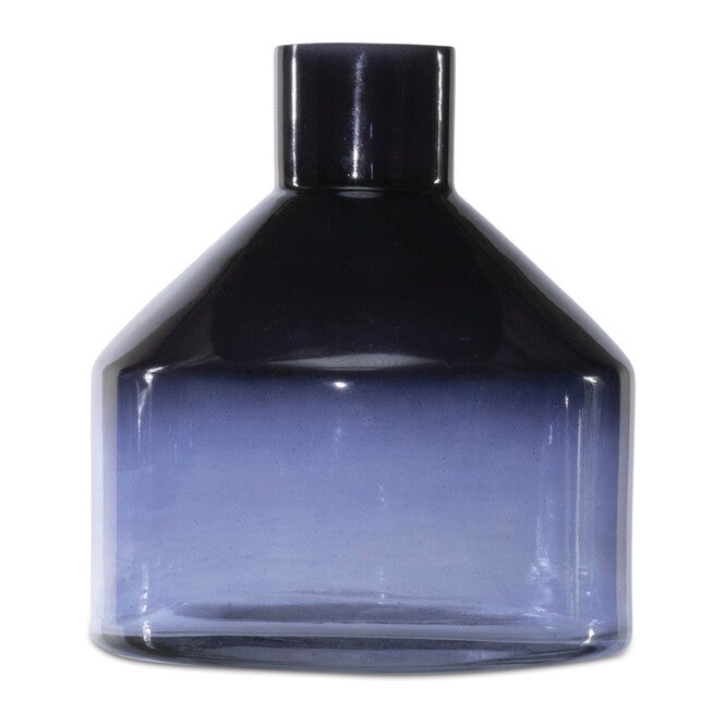 Blue Soda Lime Glass Bottle Vase 6 inchesH, BLUE, hi-res image number null