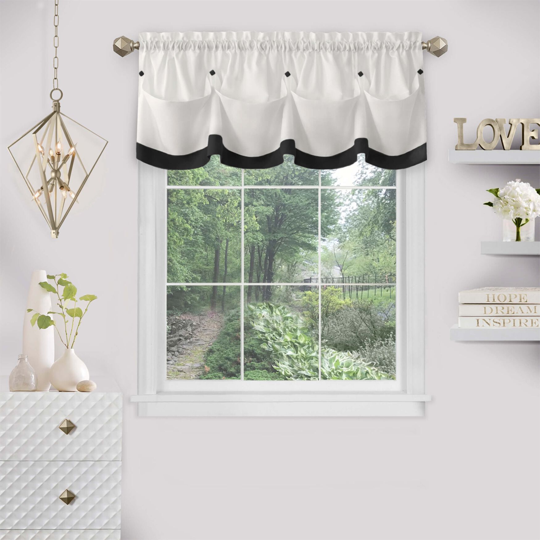 Lana Window Curtain Valance, BLACK, hi-res image number 0