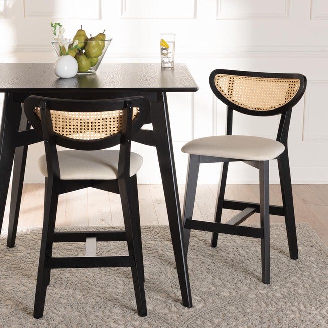 Dannell Mid-Century Modern Grey Fabric and Natural Oak Finished Wood 2-Piece Counter Stool Set, , alternate image number 25