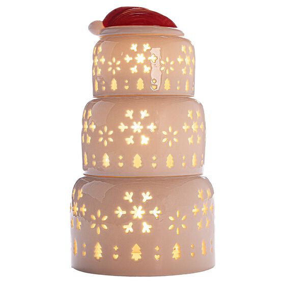 Snowman Stacking Candle Holder, WHITE RED, hi-res image number null
