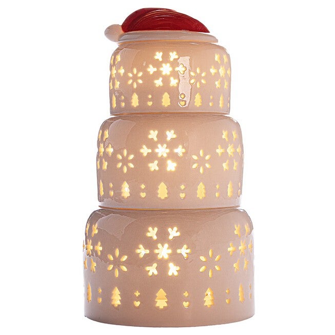 Snowman Stacking Candle Holder, WHITE RED, hi-res image number 0