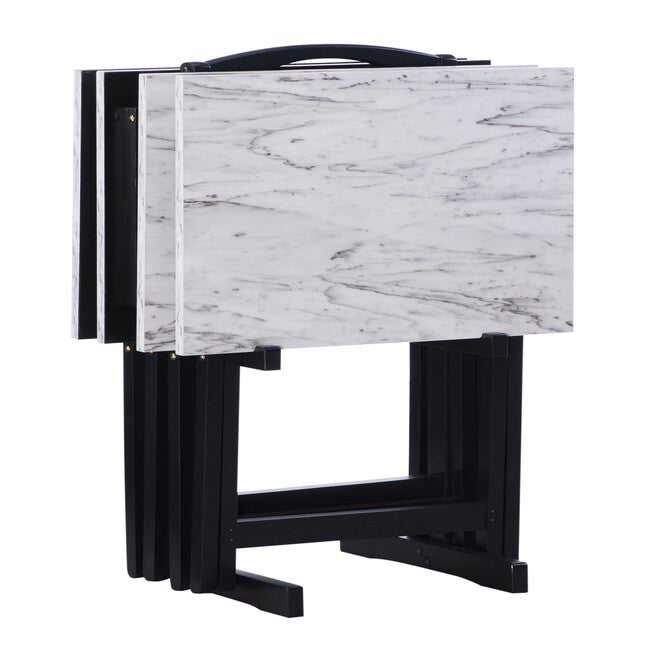 White Faux Marble Tray Set, WHITE, hi-res image number 0