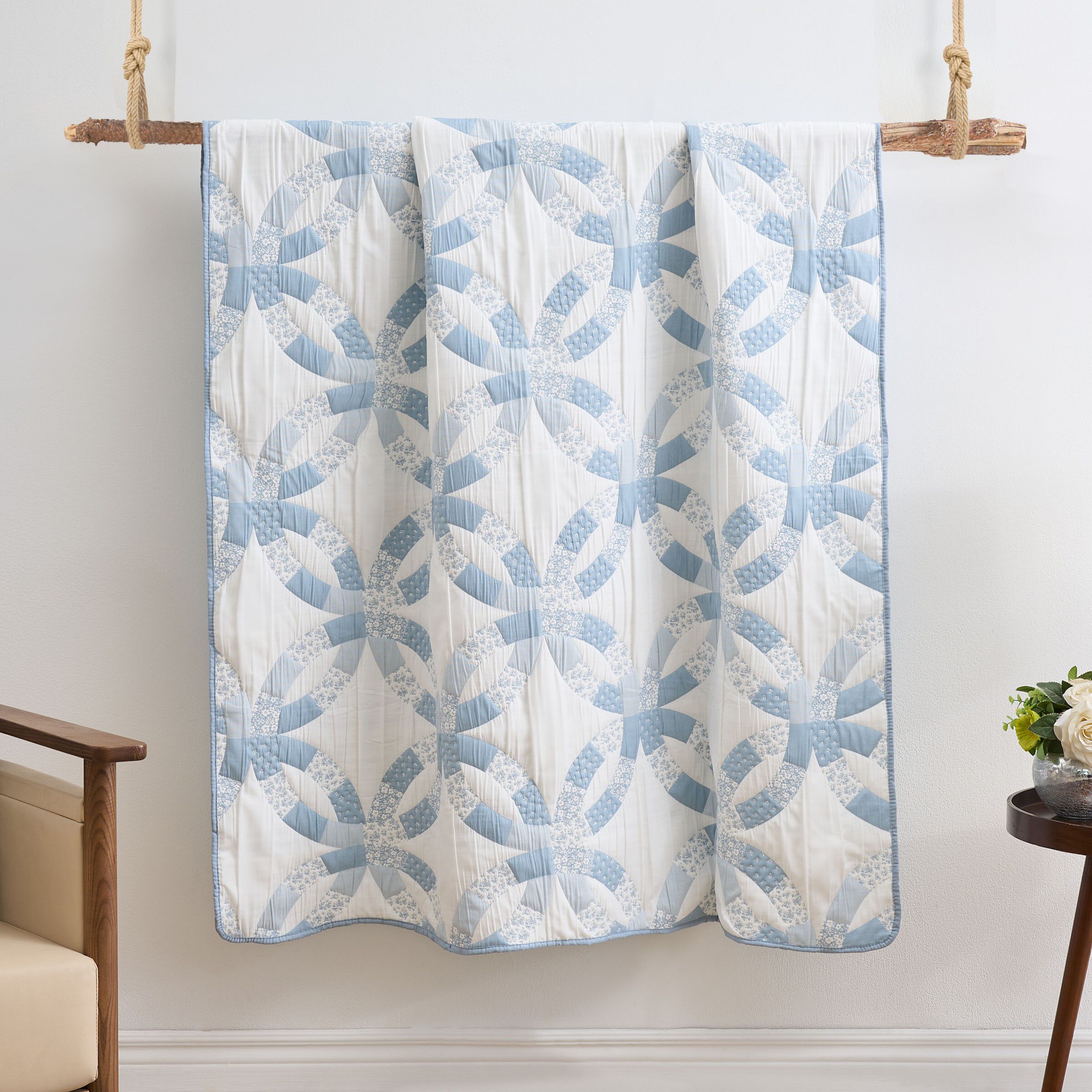 Wedding Ring Traditional Reversible Throw Blanket